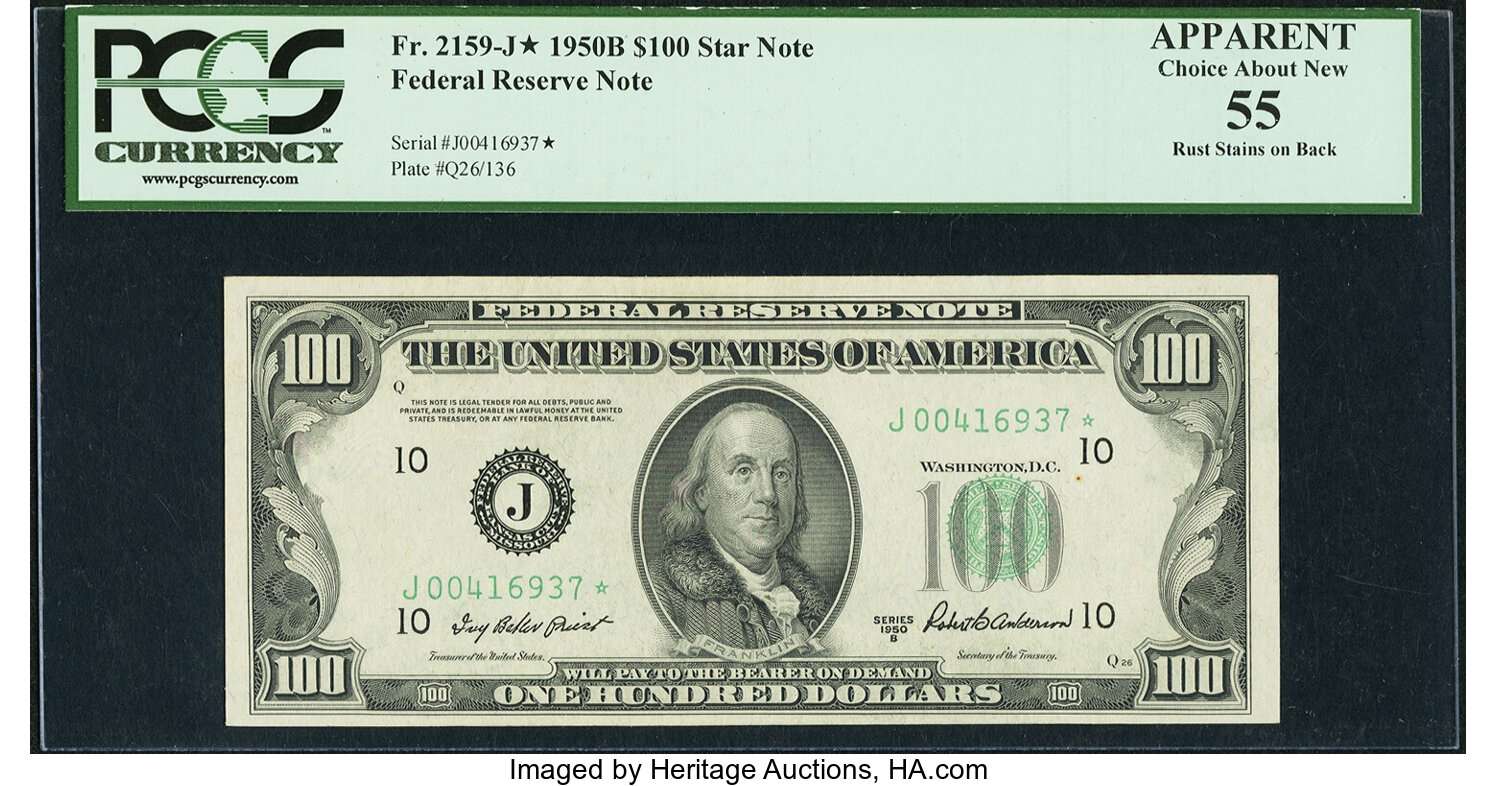 1950B $100 Replacement, Kansas City (Fr. 2159J*)