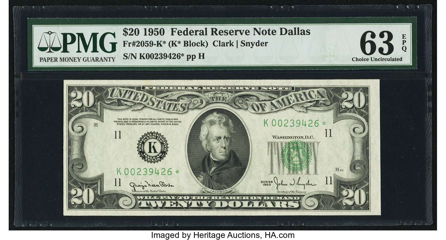 1950 $20 Dallas, Star Replacement (Fr. 2059K*)
