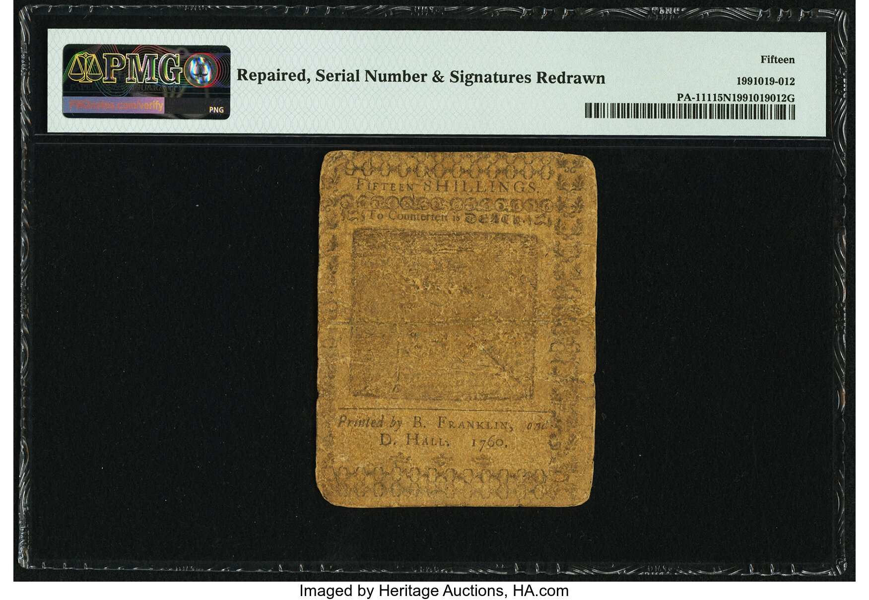 image for: Pennsylvania May 1, 1760 15s PMG Choice Fine 15 Net....