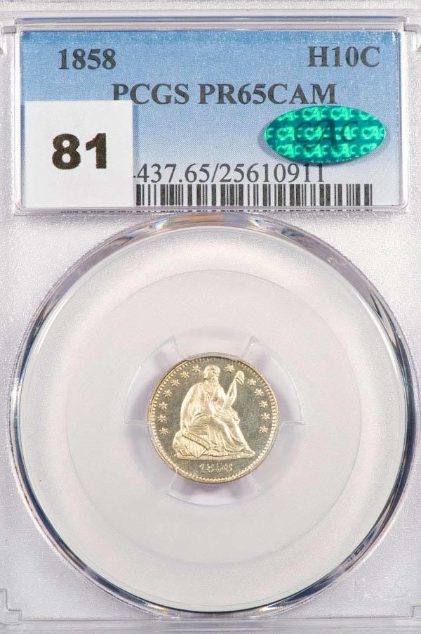 image for: H10C 1858  PCGS PR65 CAM CAC