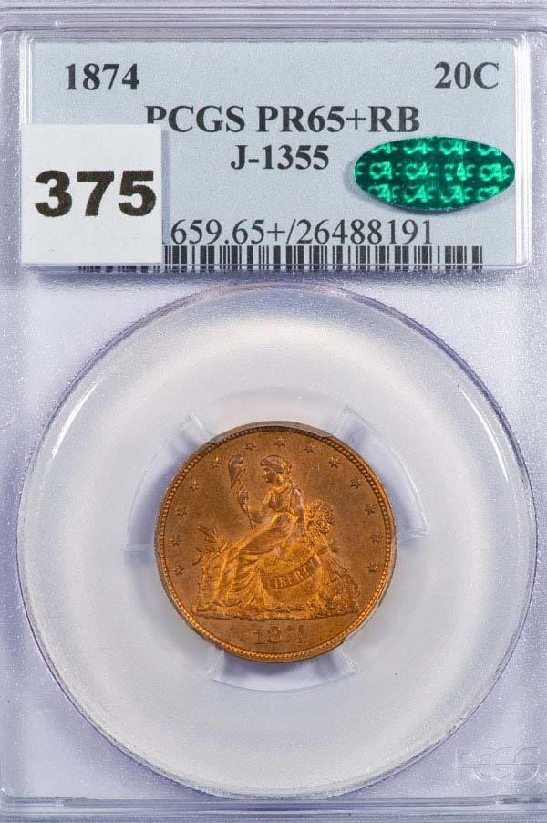 image for: 20C 1874 J-1355 PCGS PR65+ RB CAC