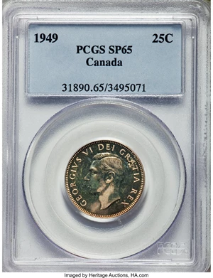 image for: George VI Specimen 25 Cents 1949 SP65 PCGS