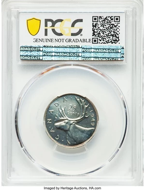 image for: George VI Specimen 25 Cents 1949 UNC Details (Cleaned) PCGS