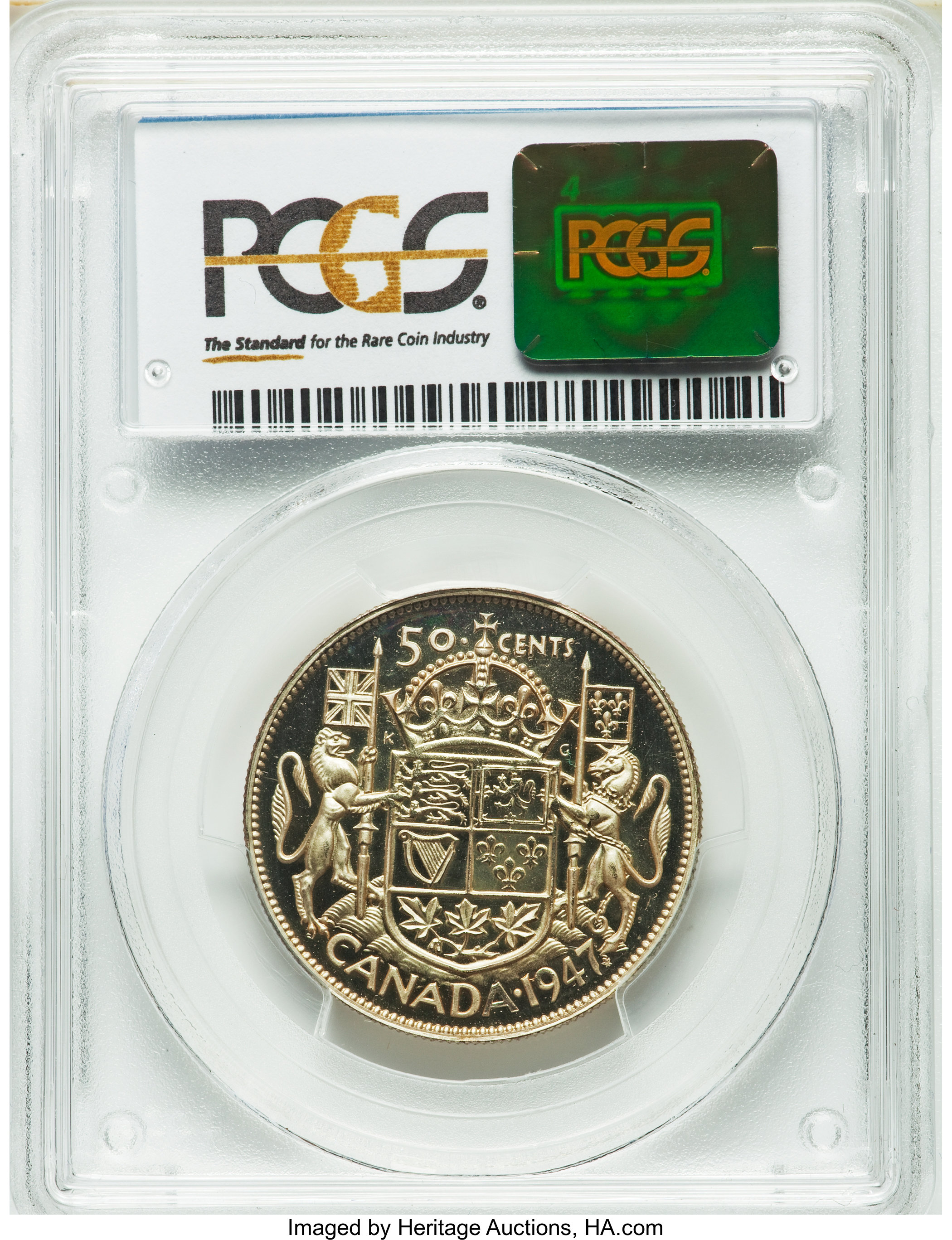 image for: George VI Specimen 50 Cents Maple Leaf Curved 7 1947 SP66 PCGS