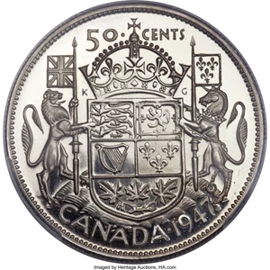 image for: George VI Specimen 50 Cents Maple Leaf Curved 7 1947 SP66 PCGS