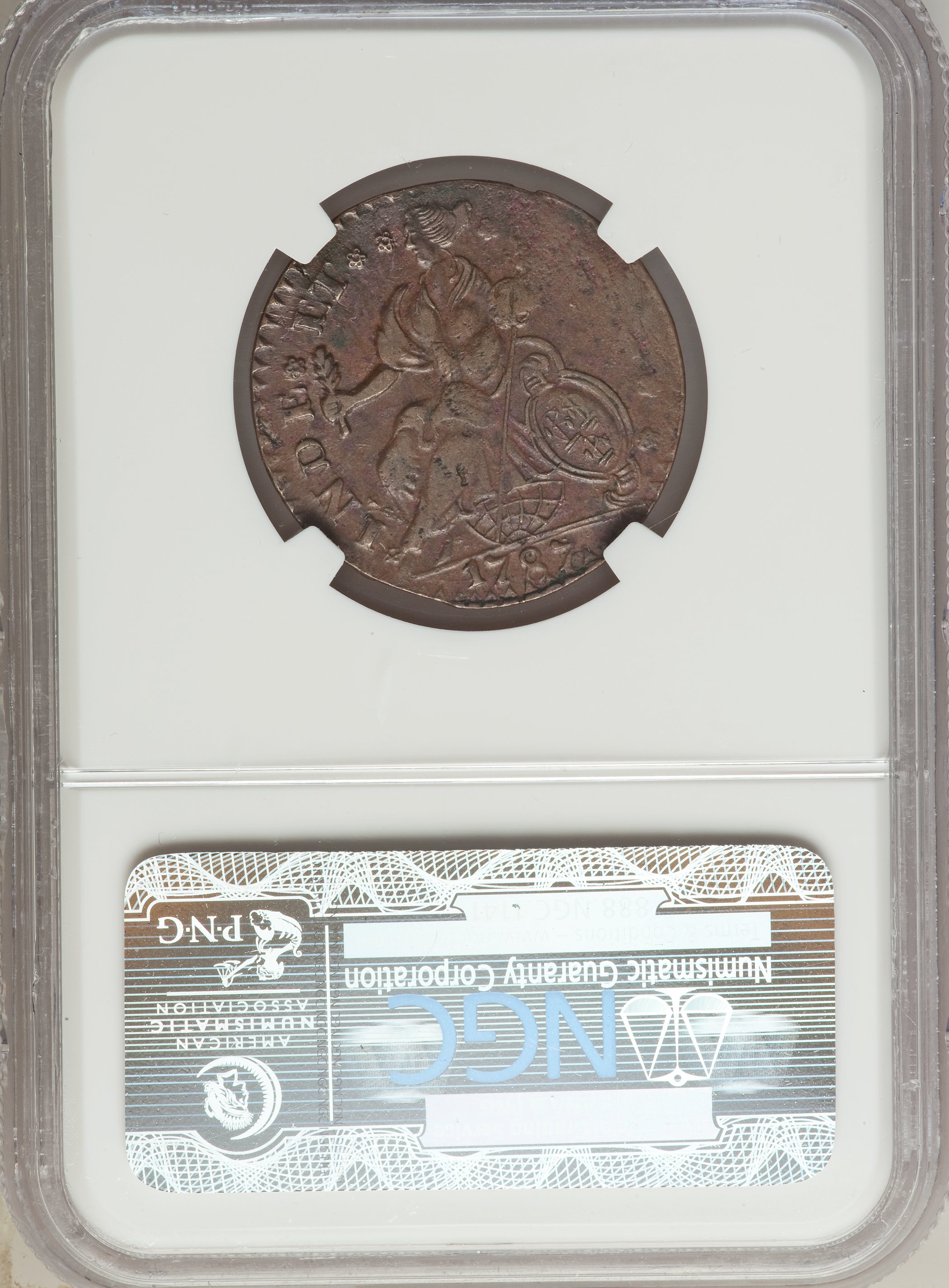 1787 Copper Connecticut, Mailed Bust Left MS BN AU55 BN thumbnail 2