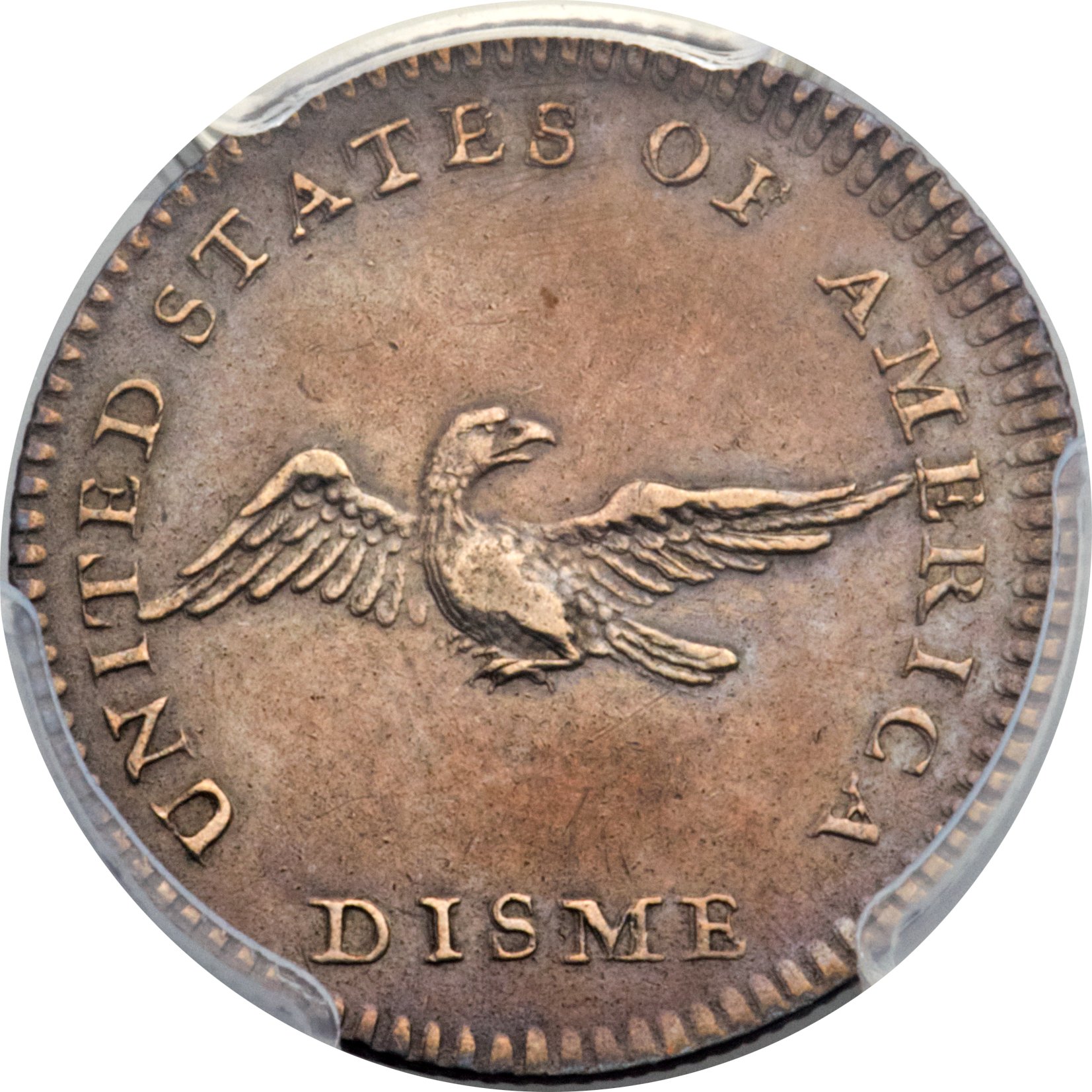 image for: 1792 P10C Disme, Judd-9, Pollock-10, R.8, AU50 PCGS Secure....