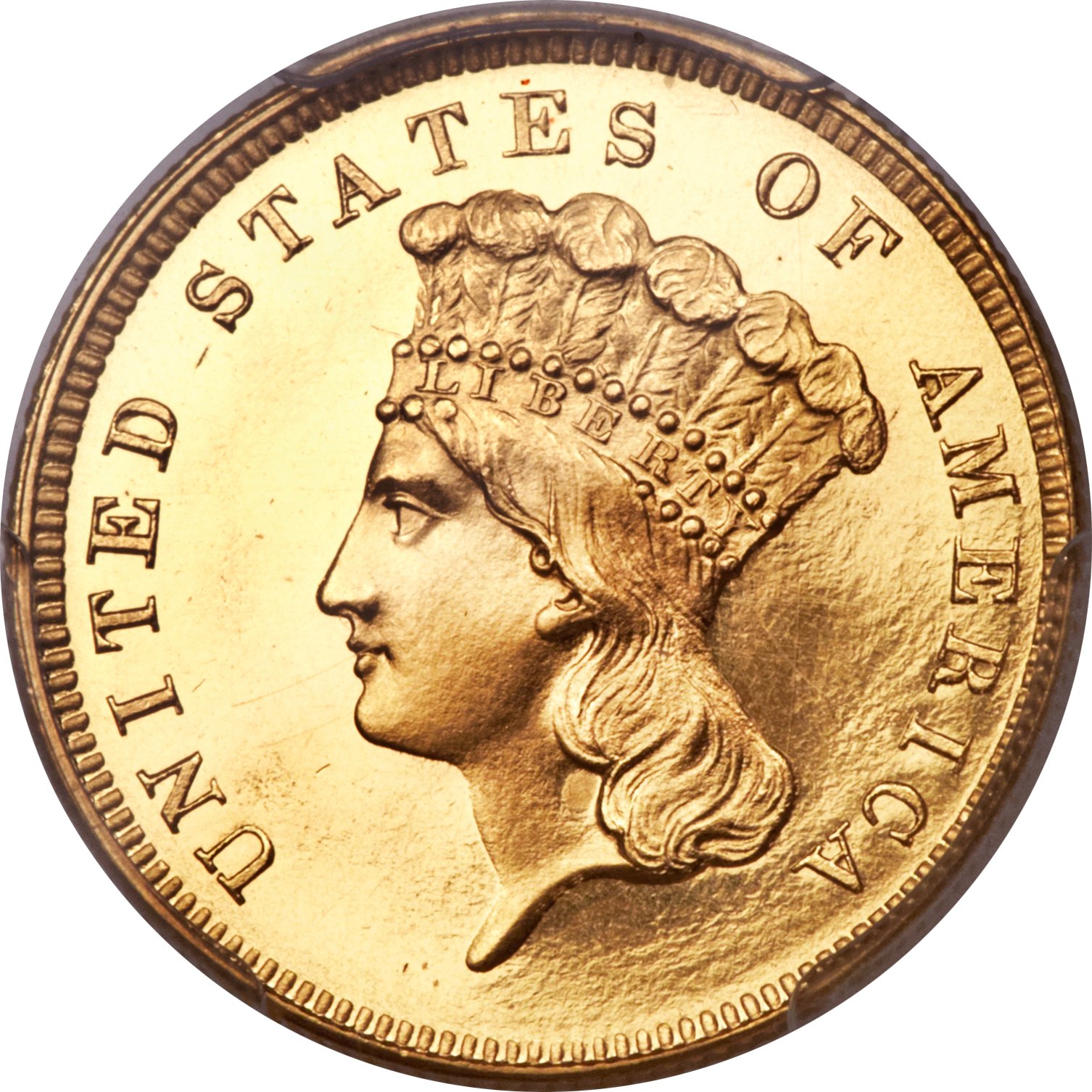 image for: 1858 $3 PR65+ Cameo PCGS. CAC....
