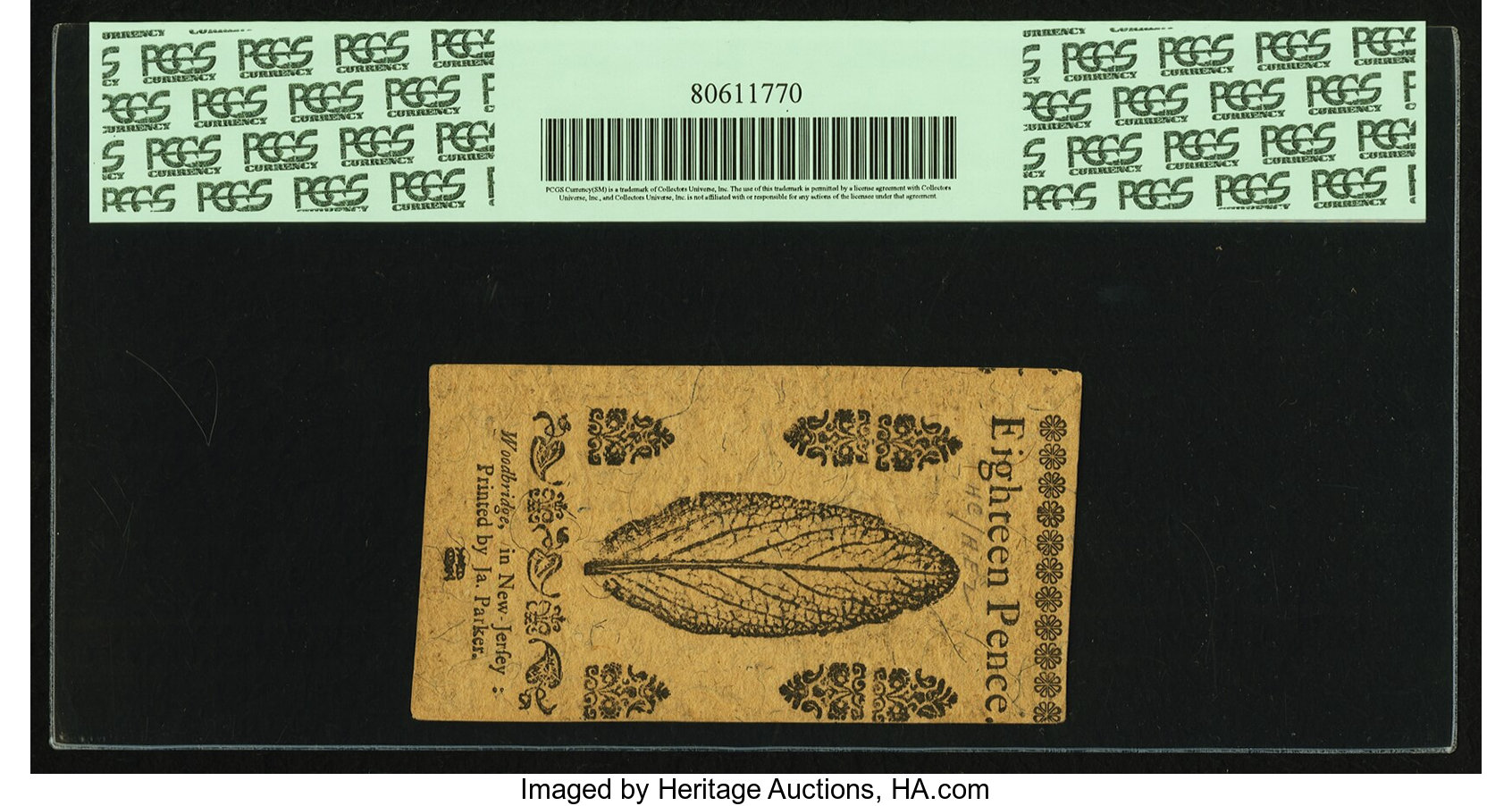 image for: New Jersey June 22, 1756 18 Pence Fr. NJ-93. PCGS Choice New 63PPQ....