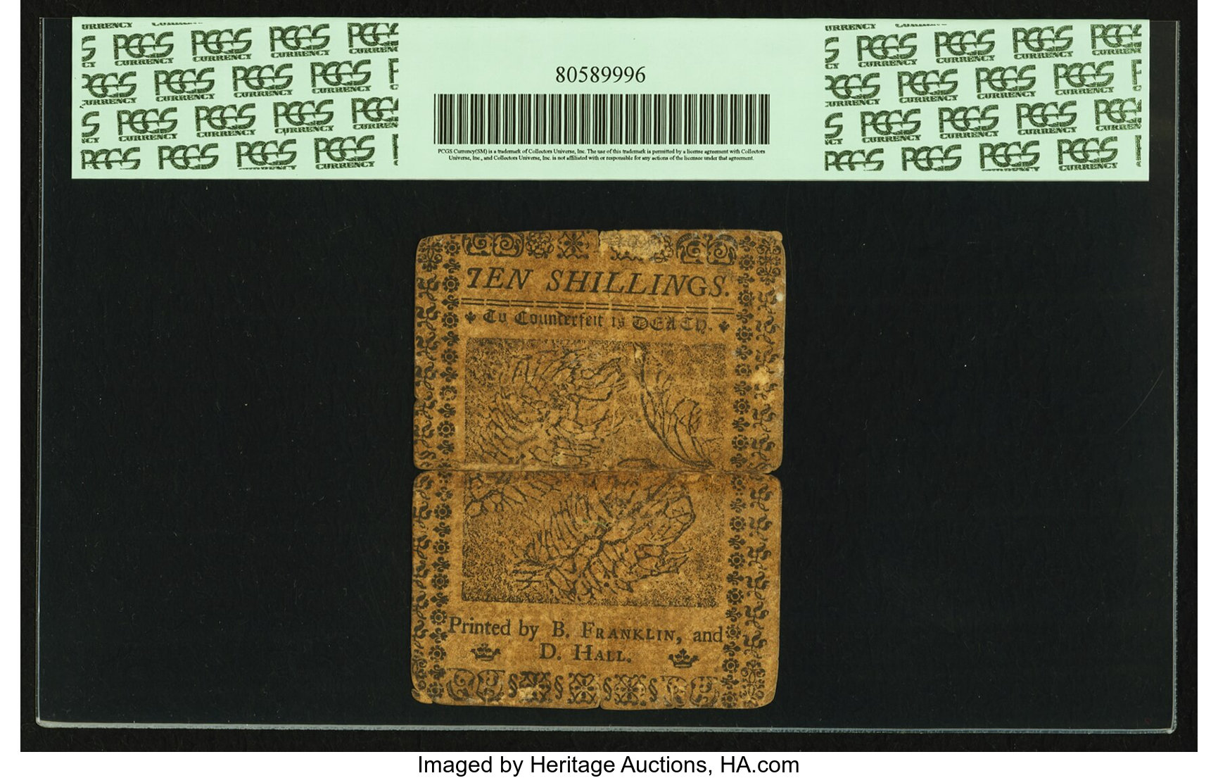 image for: Pennsylvania October 1, 1755 10 Shillings Fr. PA-68. PCGS Very Fine 20 Apparent....