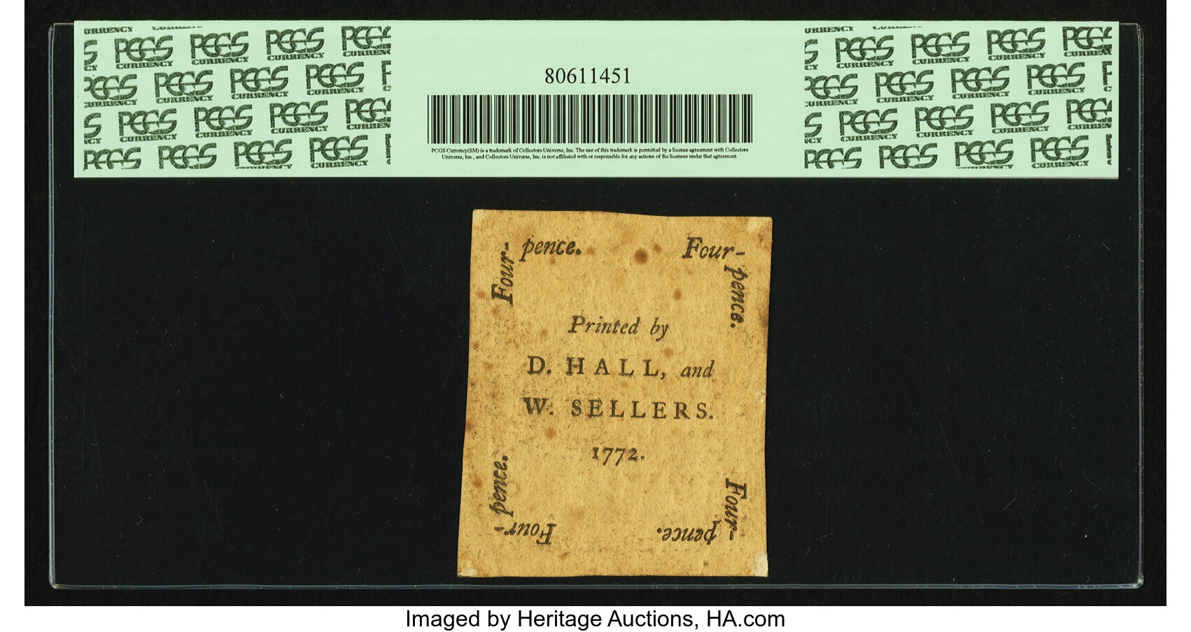 image for: Pennsylvania April 3, 1772 4 Pence Fr. PA-151. PCGS Choice About New 58 Apparent....