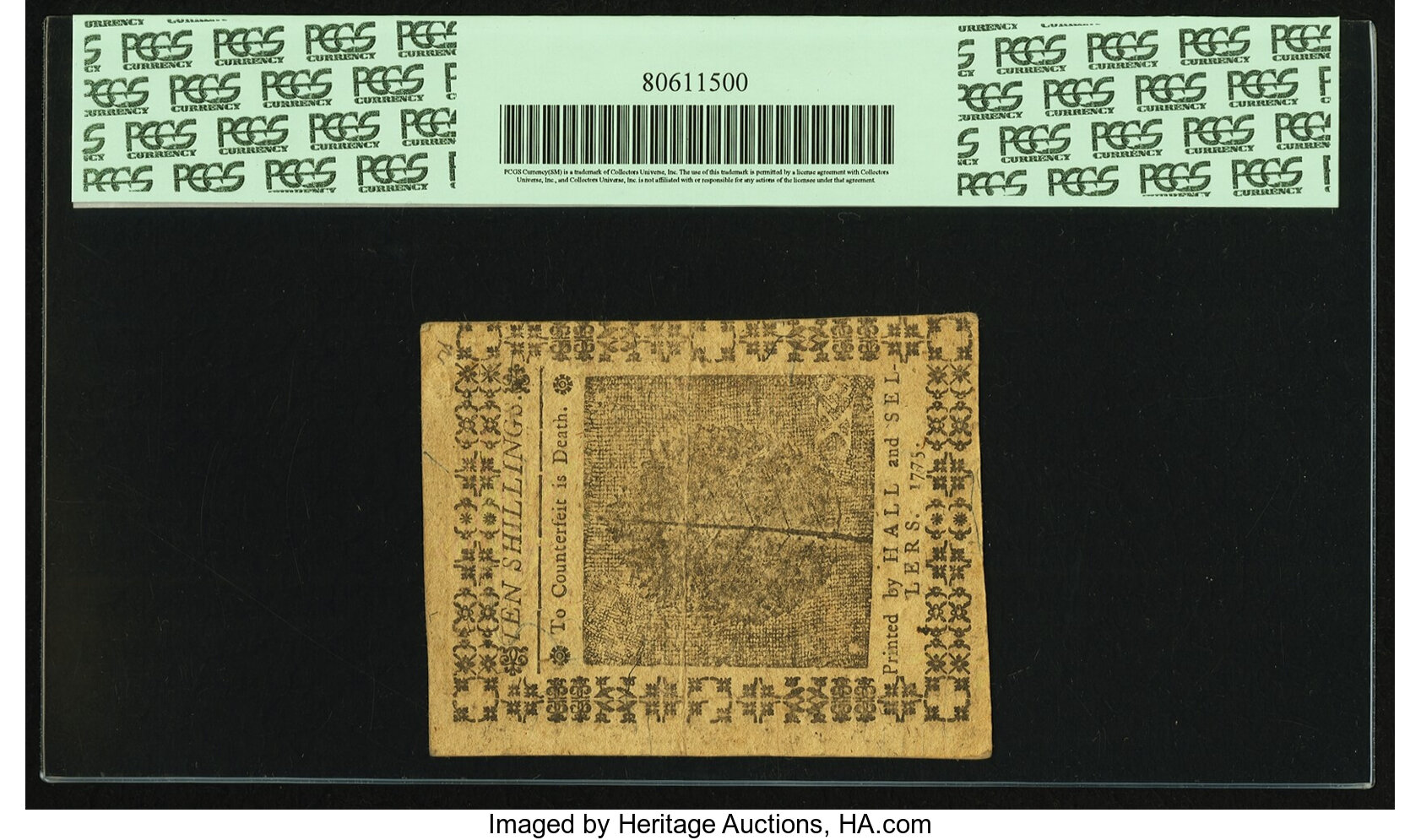 image for: Pennsylvania October 25, 1775 10 Shillings Fr. PA-190. PCGS About New 53PPQ....