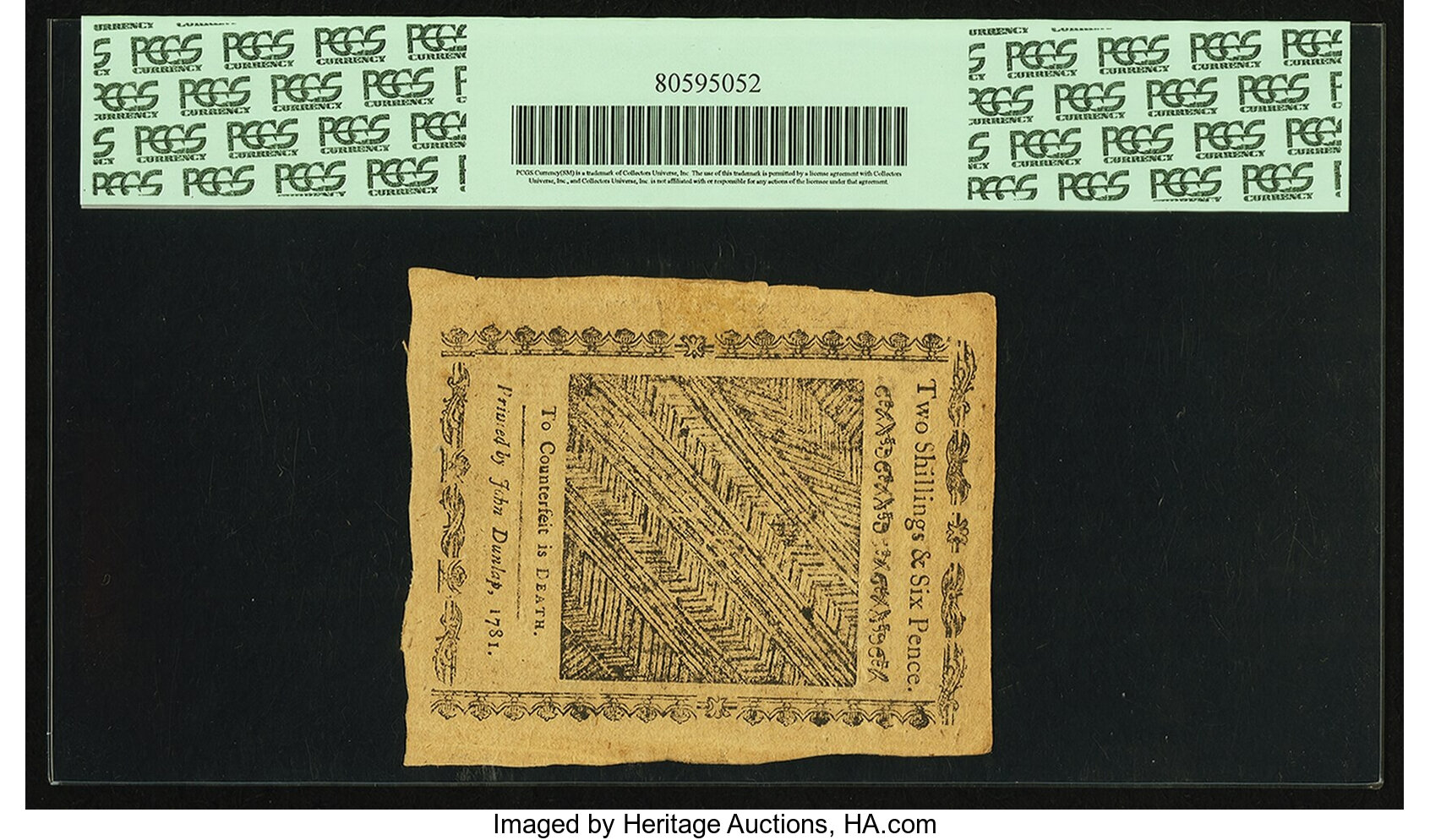 image for: Pennsylvania April 20, 1781 2 Shillings 6 Pence Fr. PA-247. PCGS Choice About New 58 Apparent....