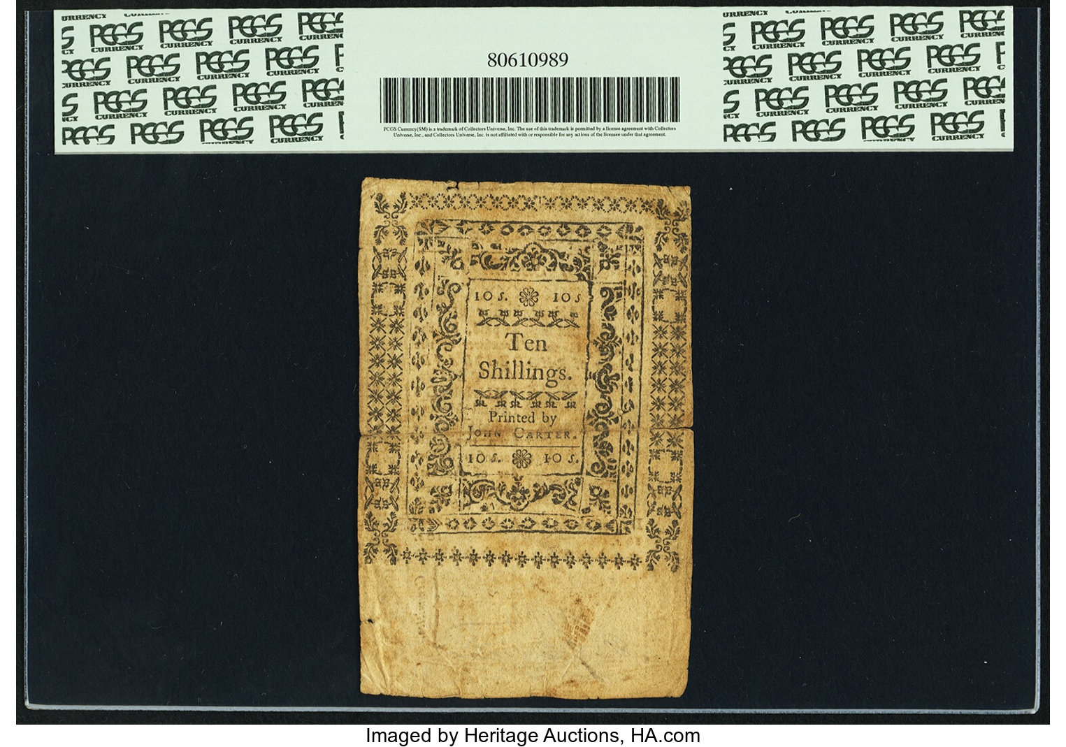 image for: Rhode Island November 6, 1775 10 Shillings Fr. RI-214. PCGS Very Fine 25 Apparent....