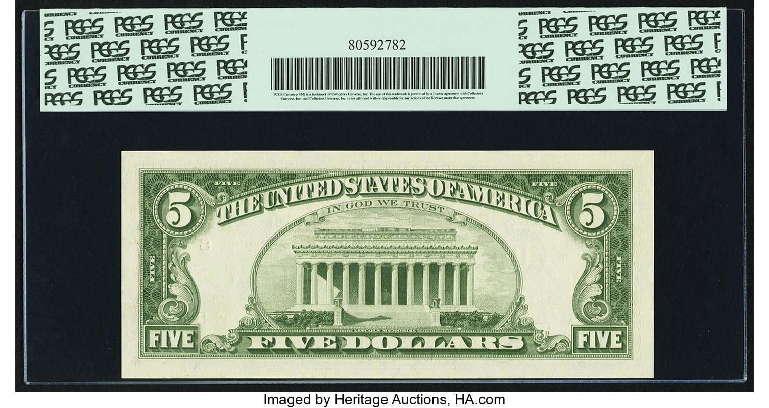 image for: Fr. 1967-H $5 1963 Federal Reserve Note. PCGS Gem New 66PPQ....