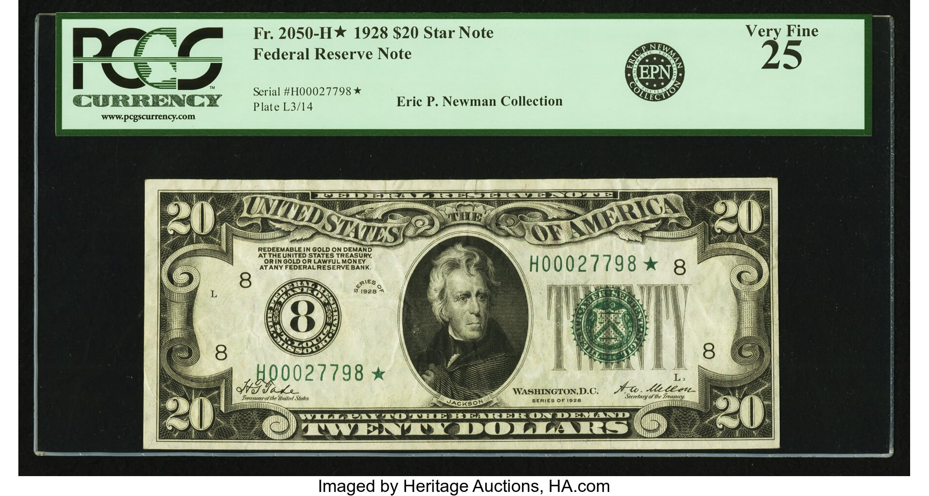 image for: Fr. 2050-H* $20 1928 Federal Reserve Note. PCGS Very Fine 25....