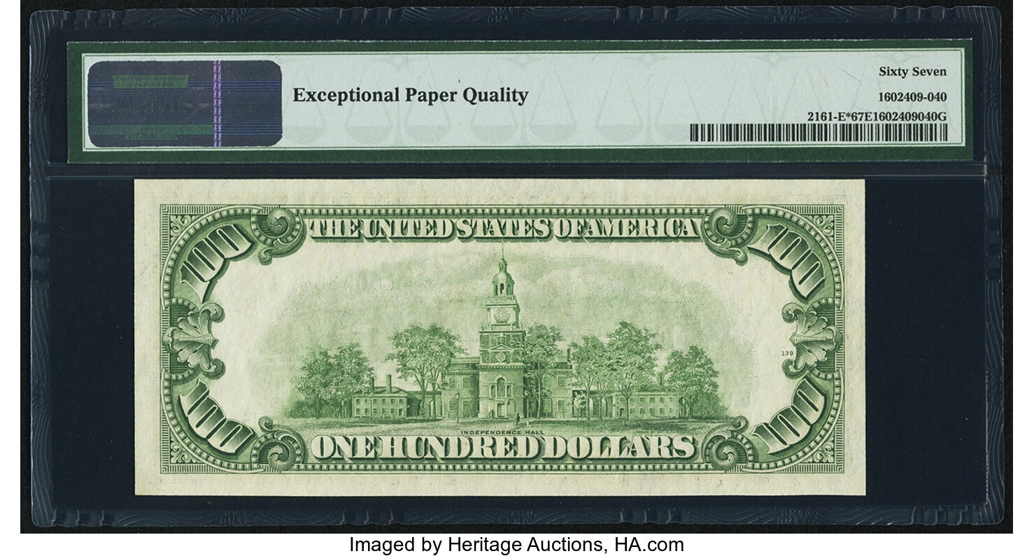 image for: Fr. 2161-E* $100 1950D Federal Reserve Note. PMG Superb Gem Unc 67 EPQ....