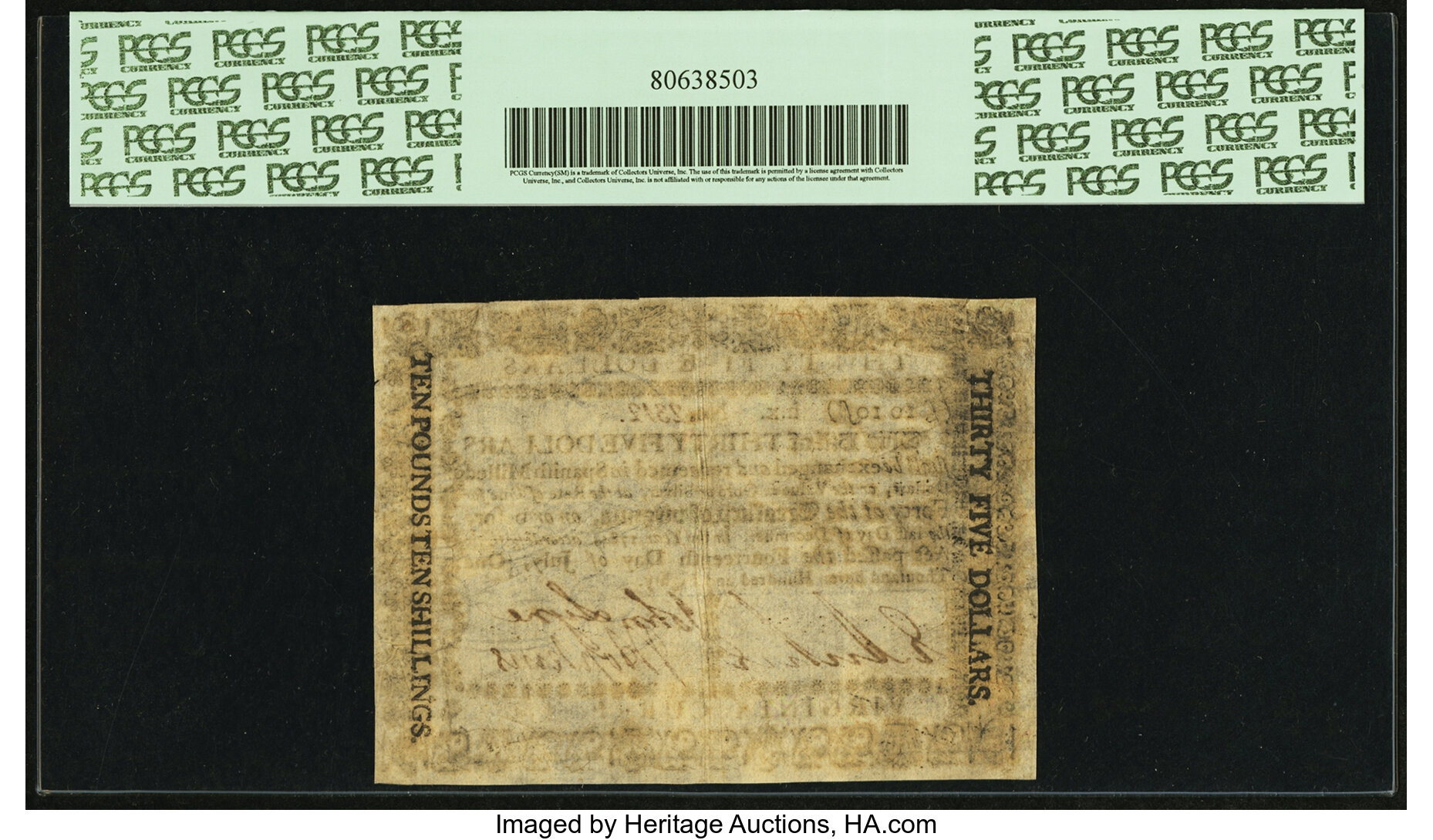 image for: Virginia July 14, 1780 $35 PCGS Apparent Very Fine 30....