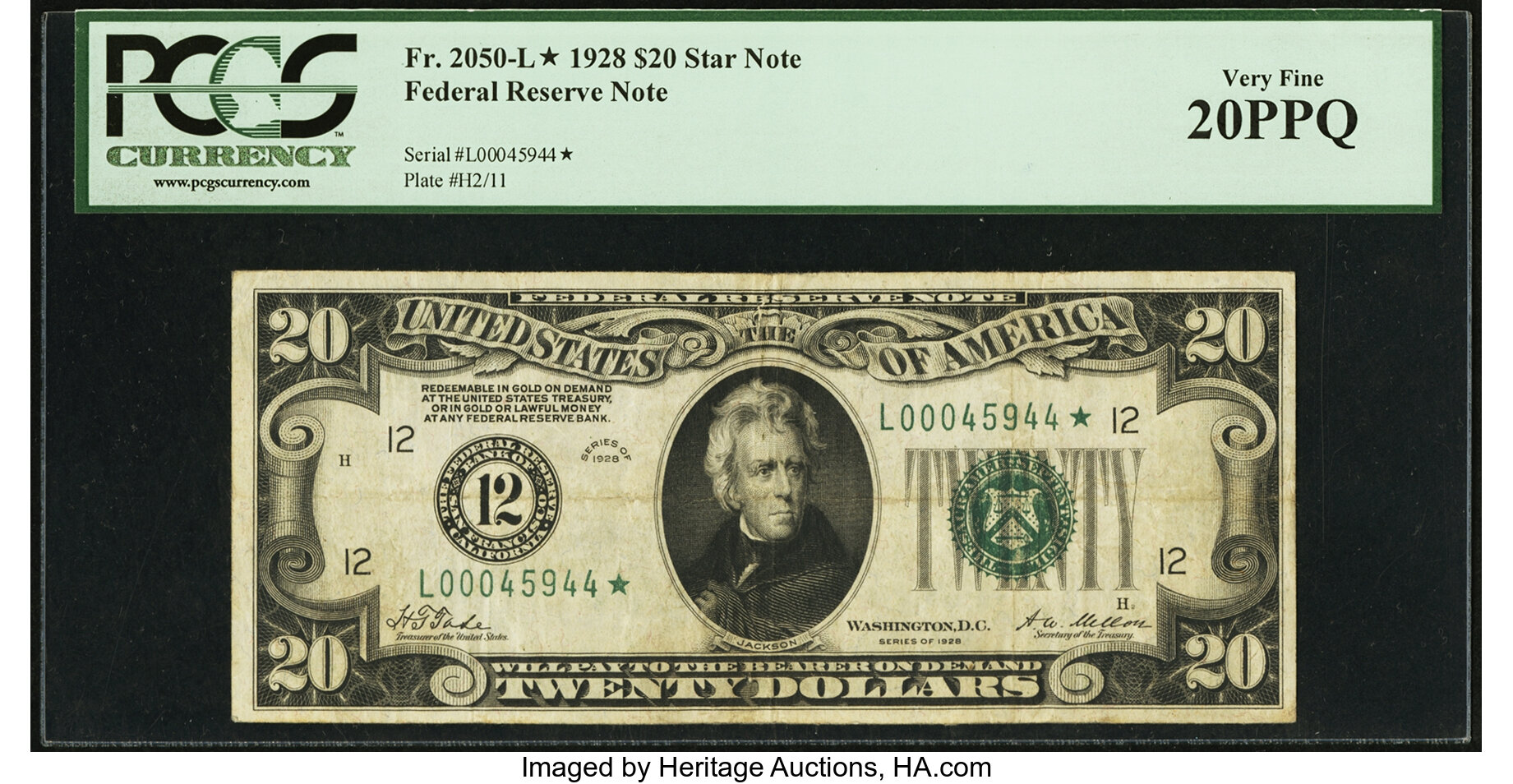 image for: Fr. 2050-L* $20 1928 Federal Reserve Note. PCGS Very Fine 20PPQ....