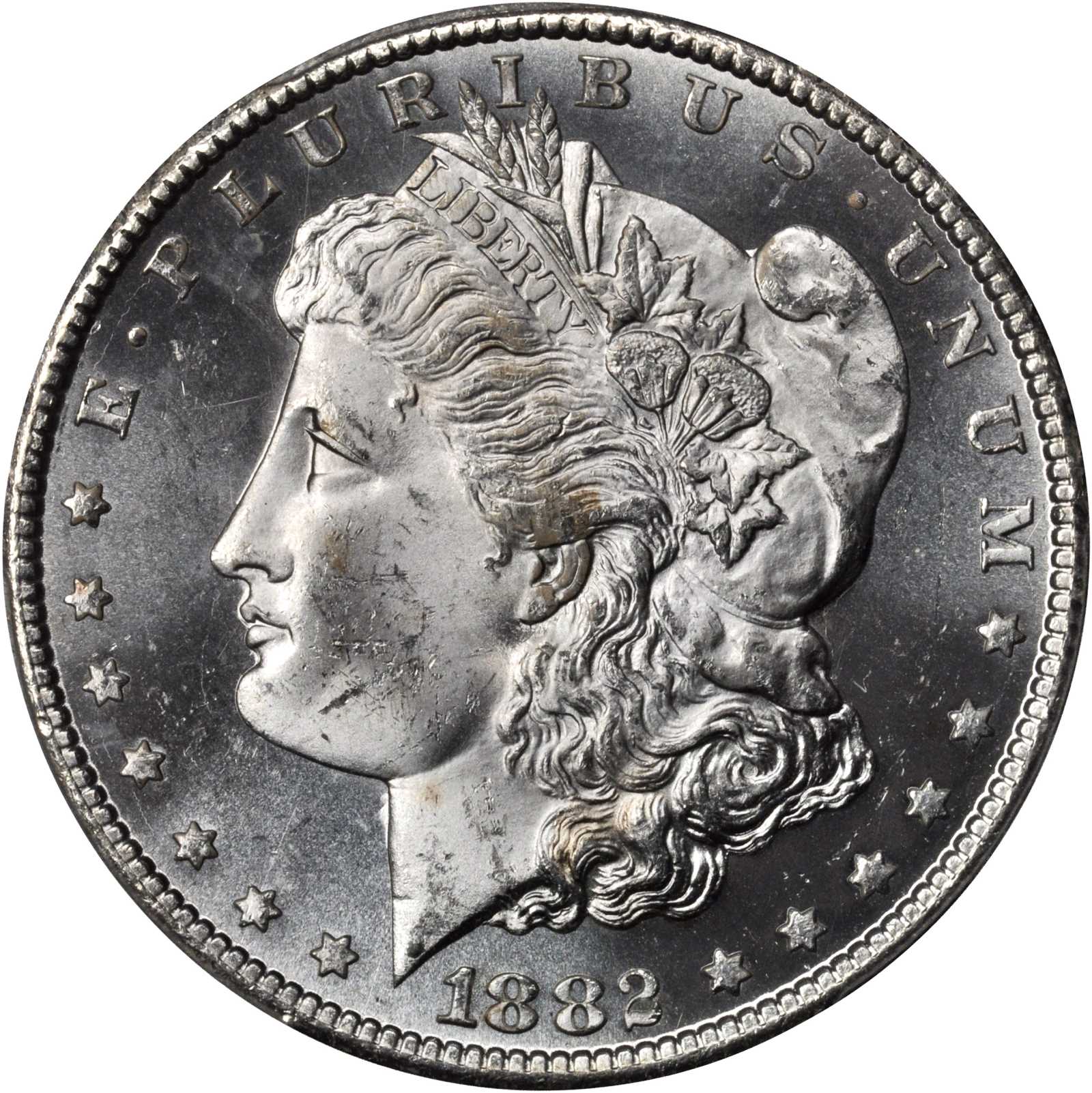 1882-CC Morgan Silver Dollar. MS-64 PL (PCGS).