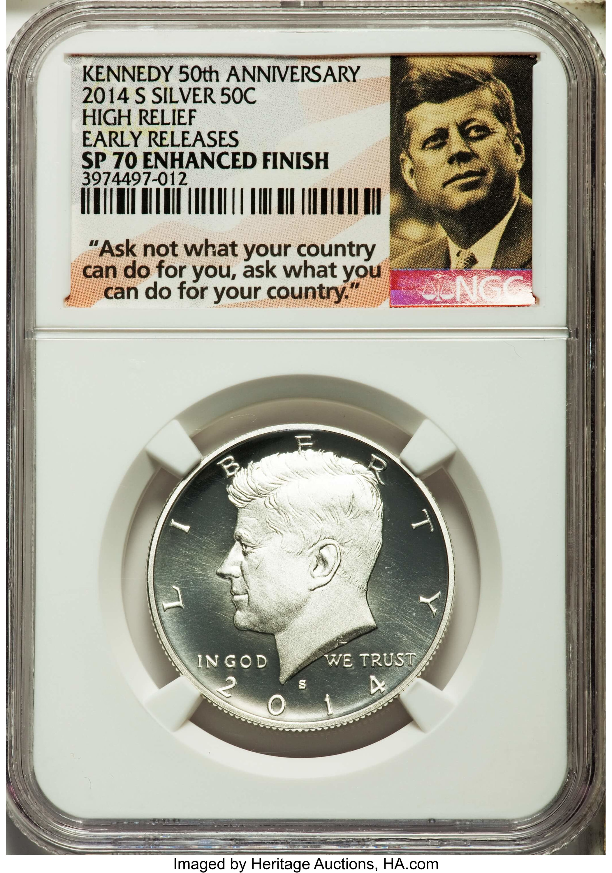 image for: 2014-D 50C Silver, Kennedy 50th Anniversary, High Relief, First Releases, SP70 NGC. This lot also includes the following: ... (Total: 4 coins)