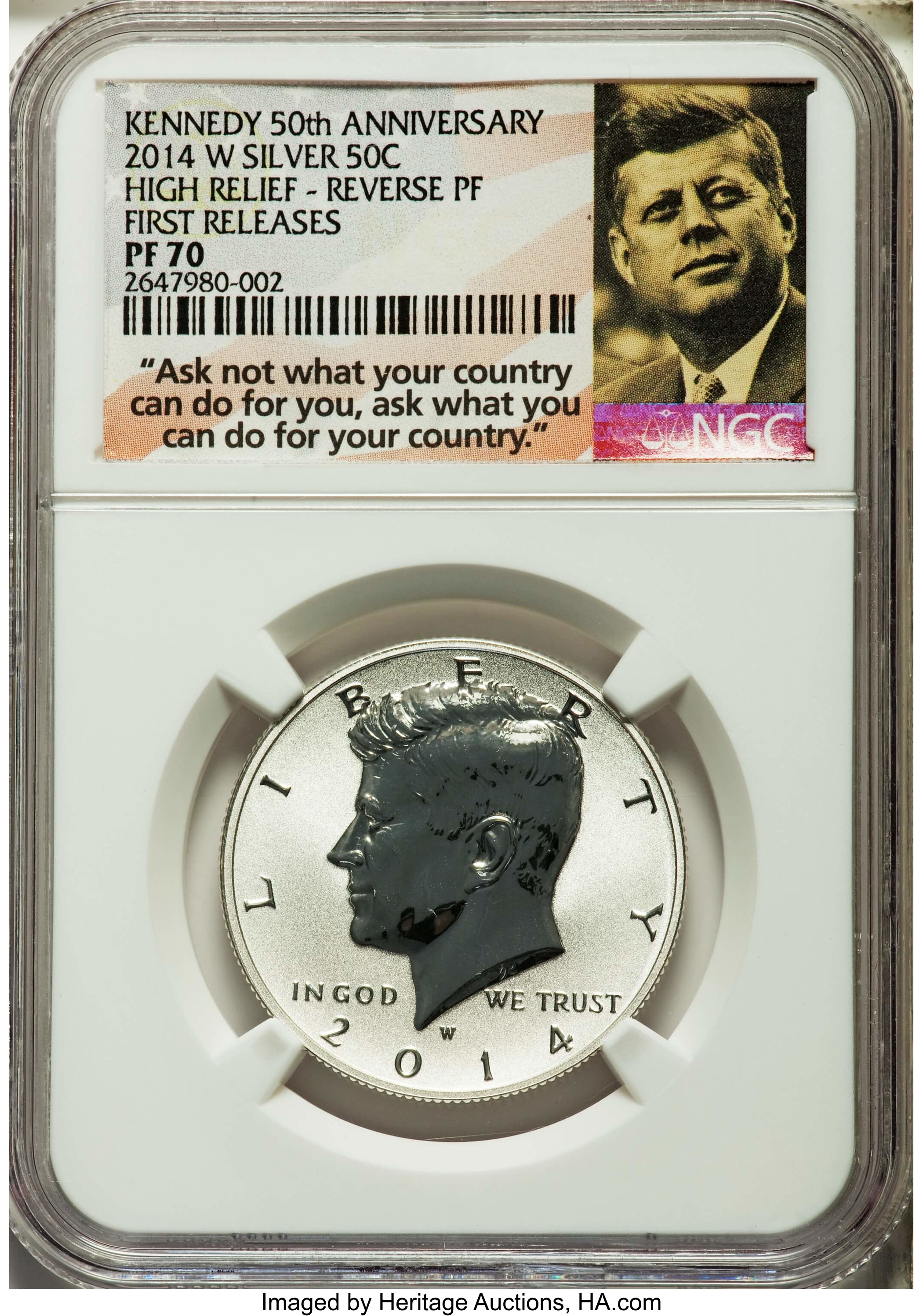 image for: 2014-D 50C Silver, Kennedy 50th Anniversary, High Relief, First Releases, SP70 NGC. This lot also includes the following: ... (Total: 4 coins)