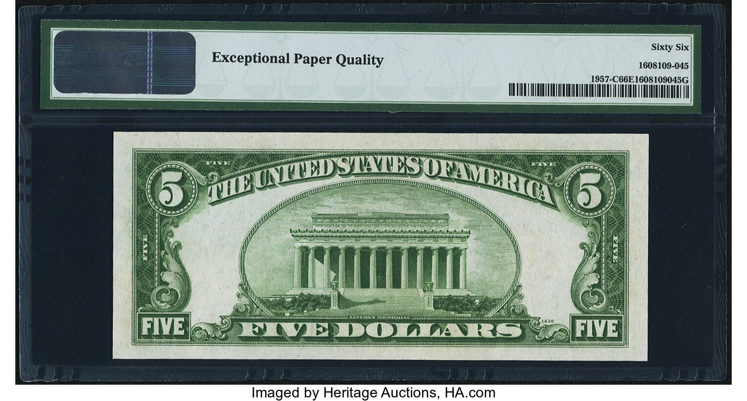 image for: Fr. 1957-C $5 1934A Federal Reserve Note. PMG Gem Uncirculated 66 EPQ....