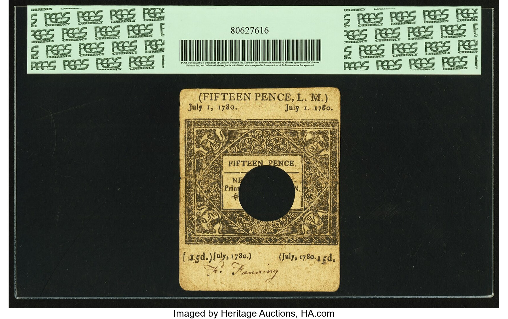 image for: Connecticut July 1, 1780 1s 3d PCGS Apparent Very Fine 30....