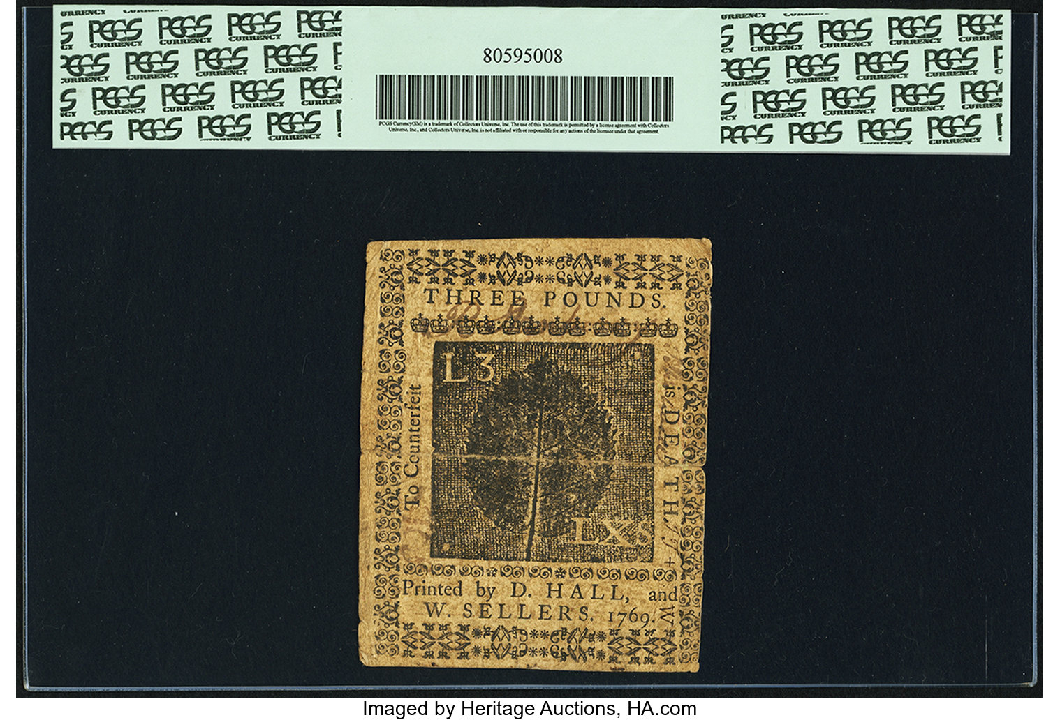 image for: Pennsylvania March 1, 1769 £3 PCGS Apparent Very Fine 25....