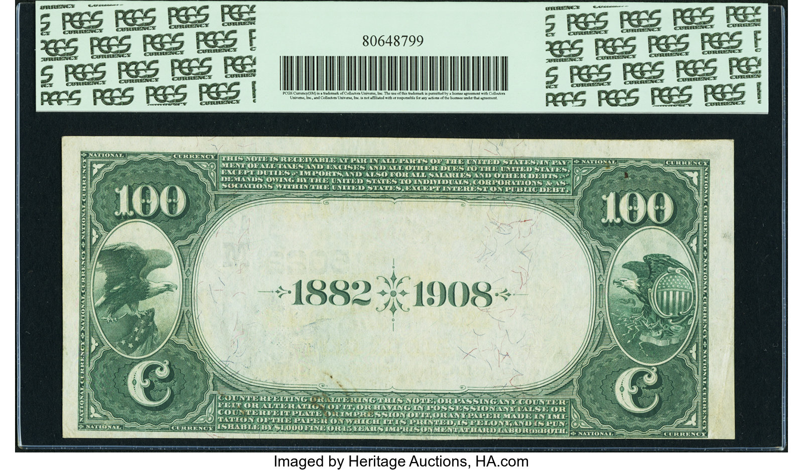 image for: Sioux City, IA - $100 1882 Date Back Fr. 568 The Live Stock NB Ch. # (M)5022...
