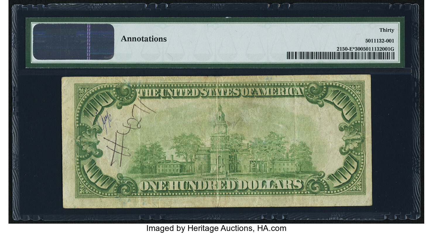 image for: Fr. 2150-E* $100 1928 Federal Reserve Note. PMG Very Fine 30....