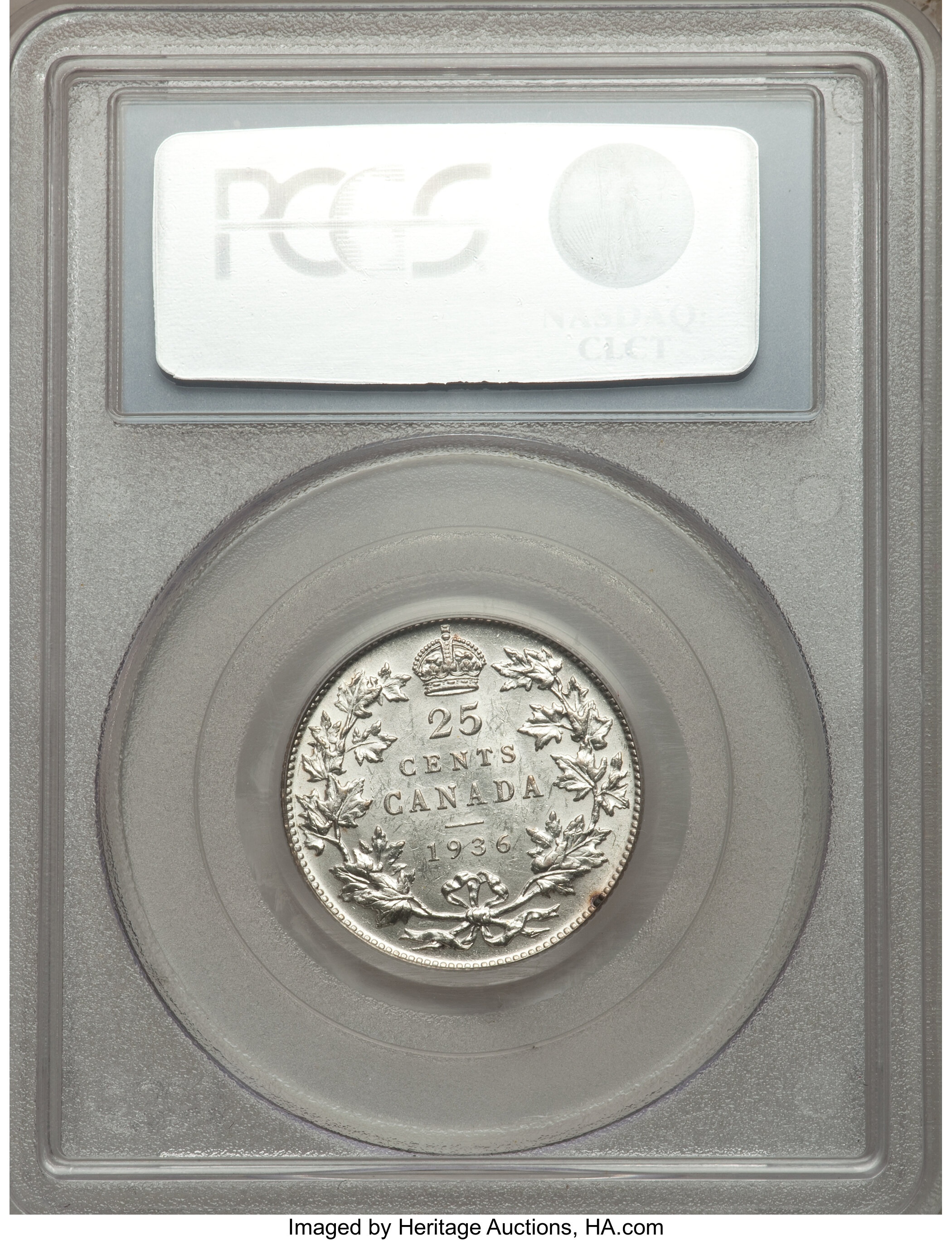 image for: George V 25 Cents 1936 MS62 PCGS