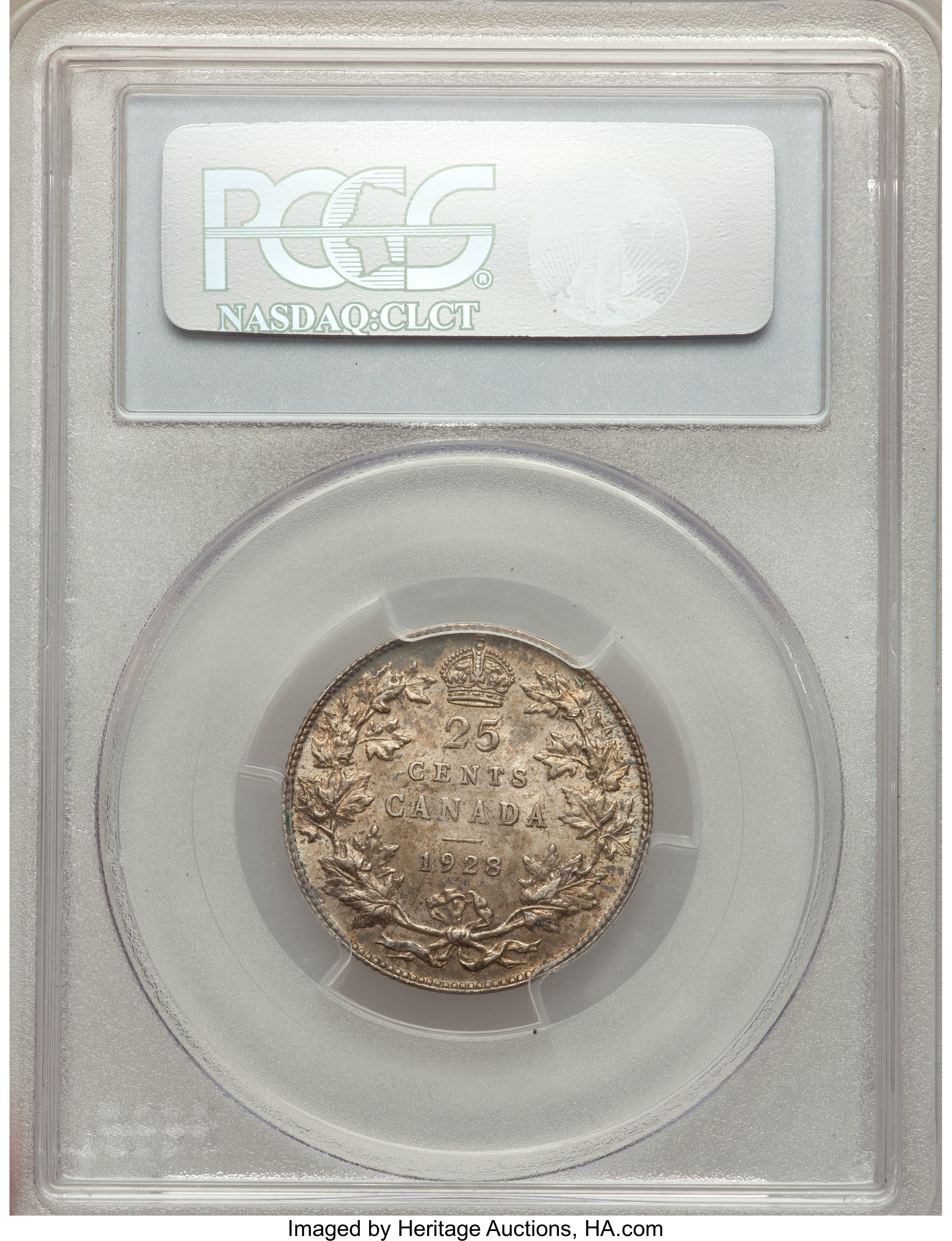 image for: George V 25 Cents 1928 AU58 PCGS