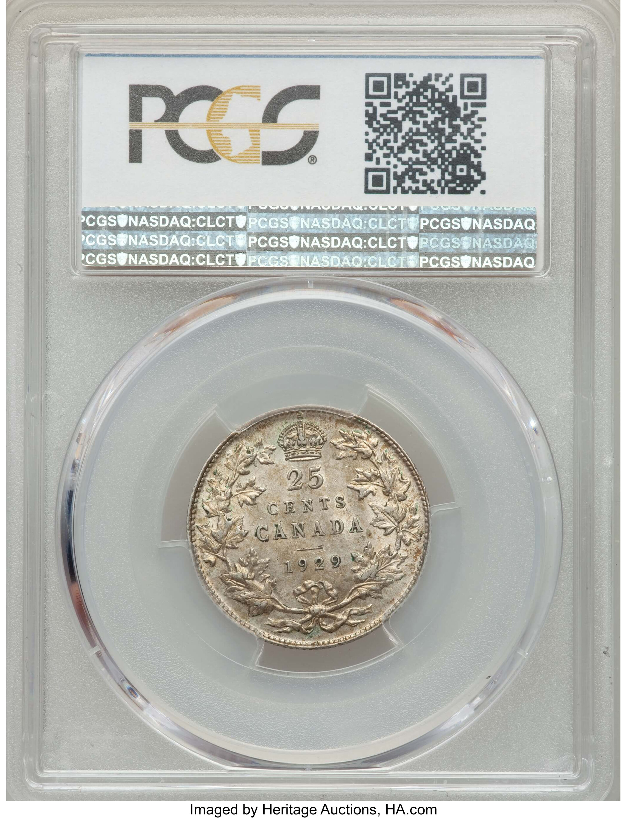 image for: George V 25 Cents 1929 MS63 PCGS