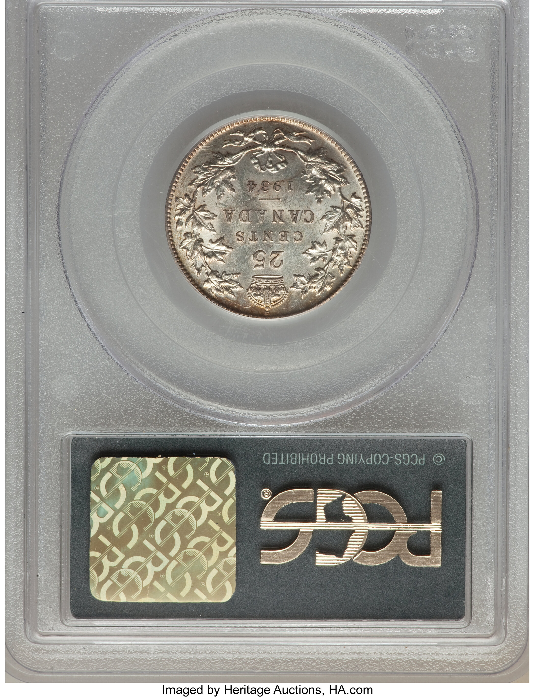 image for: George V 25 Cents 1934 MS60 PCGS