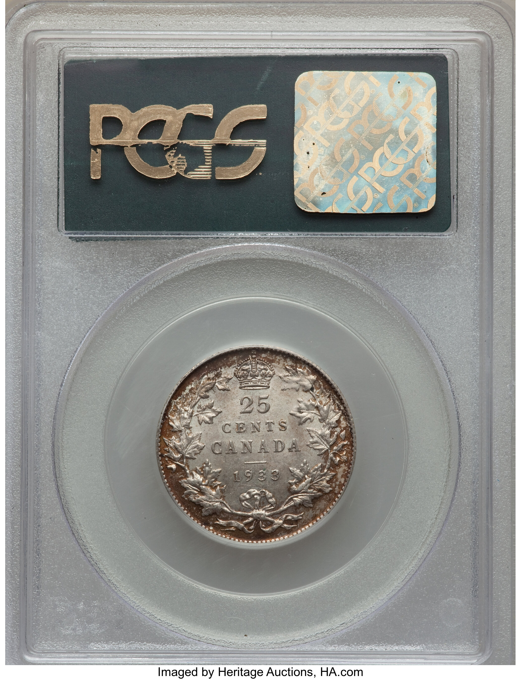 image for: George V 25 Cents 1933 MS61 PCGS