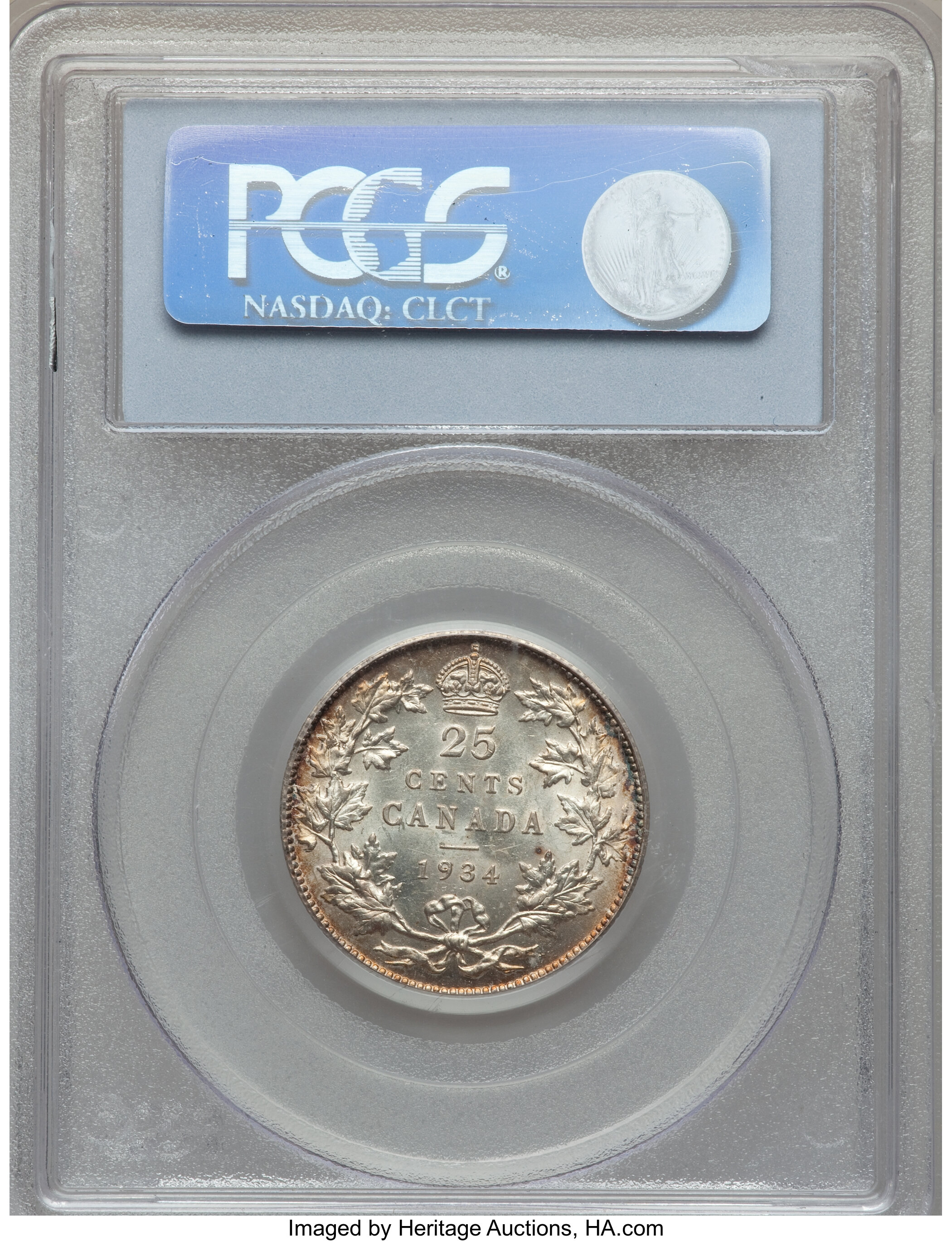 image for: George V 25 Cents 1934 MS62 PCGS