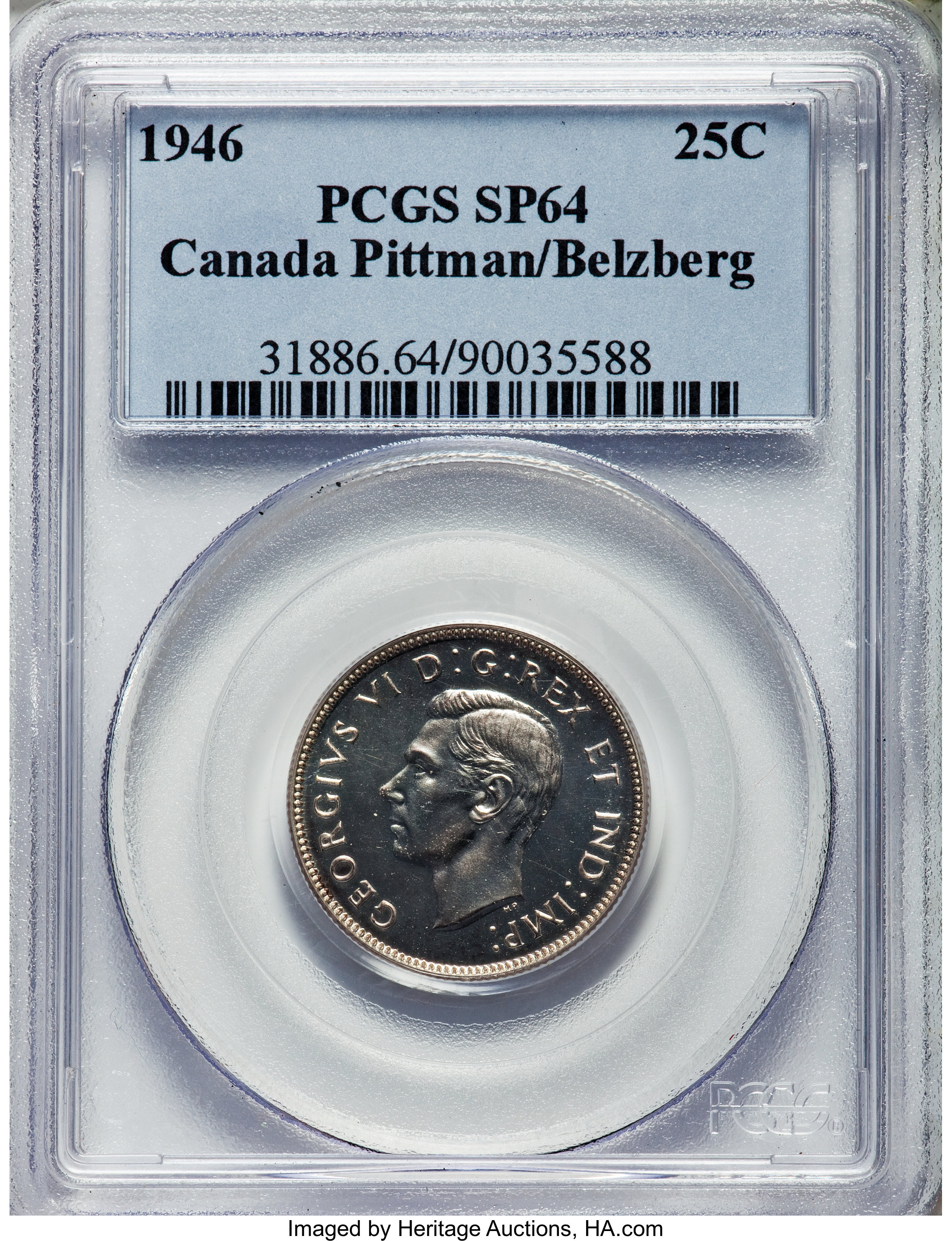 image for: George VI Specimen 25 Cents 1946 SP64 PCGS