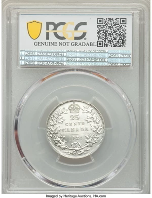 image for: George V 25 Cents 1921 AU Detail (Surfaces Smoothed) PCGS