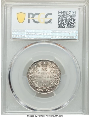 image for: George V 25 Cents 1930 MS63 PCGS