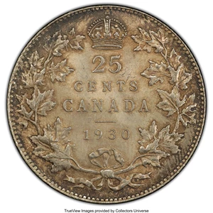 image for: George V 25 Cents 1930 MS63 PCGS
