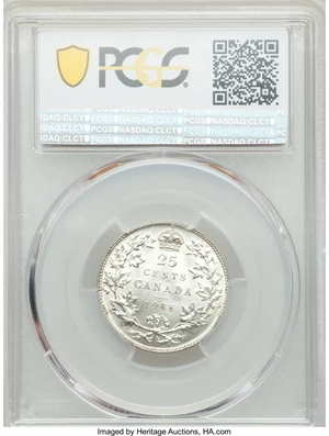 image for: George V 25 Cents 1935 MS64 PCGS