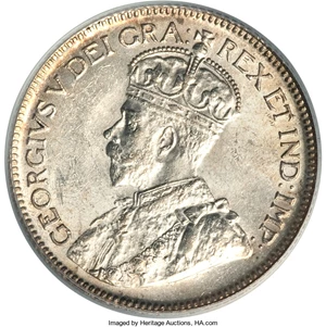image for: George V 25 Cents 1936 Dot MS61 PCGS