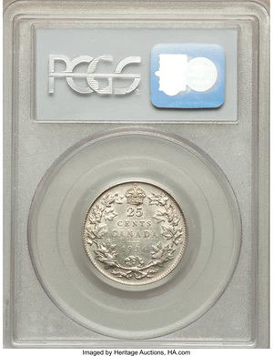 image for: George V 25 Cents 1936 Dot AU55 PCGS