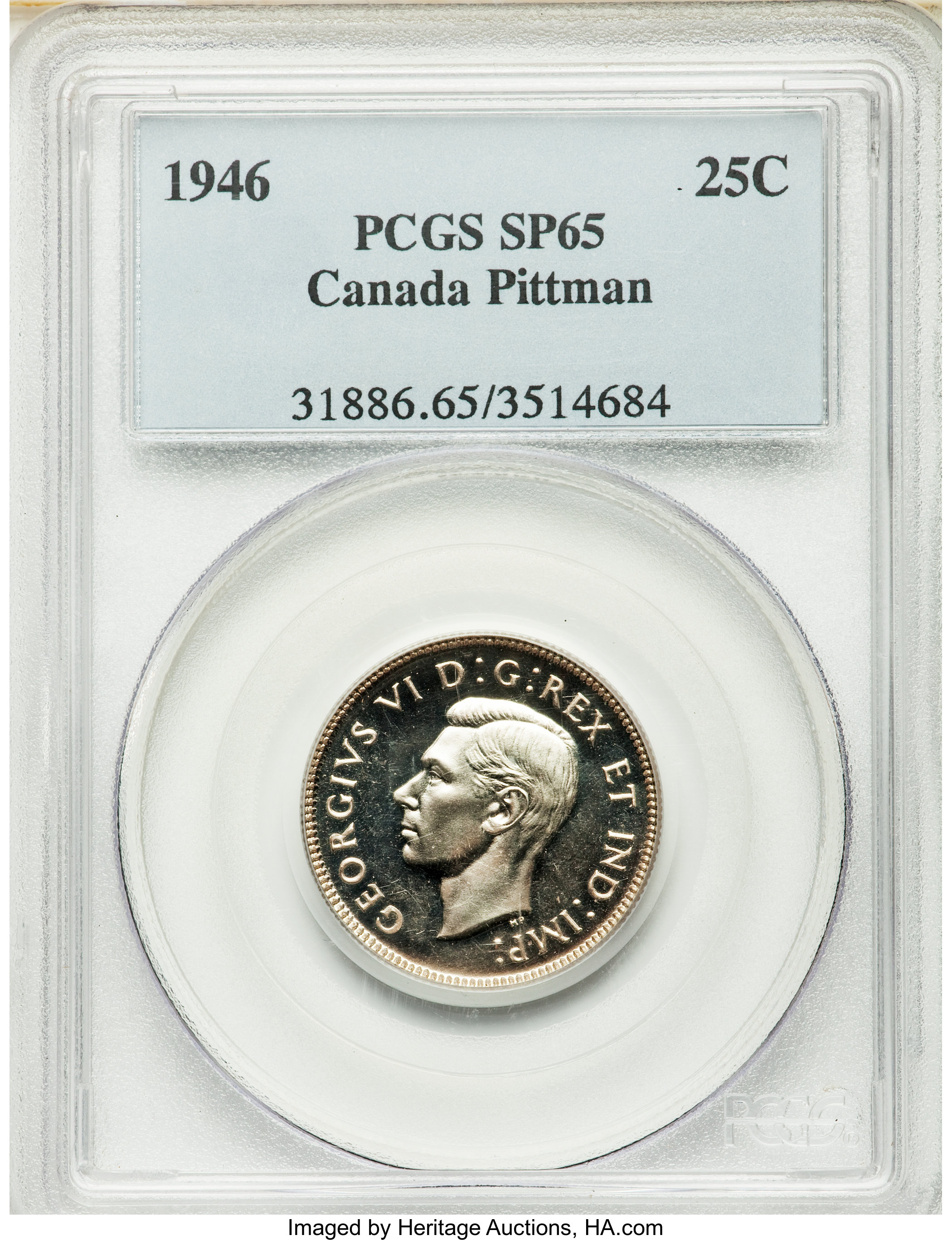 image for: George VI Specimen 25 Cents 1946 SP65 PCGS