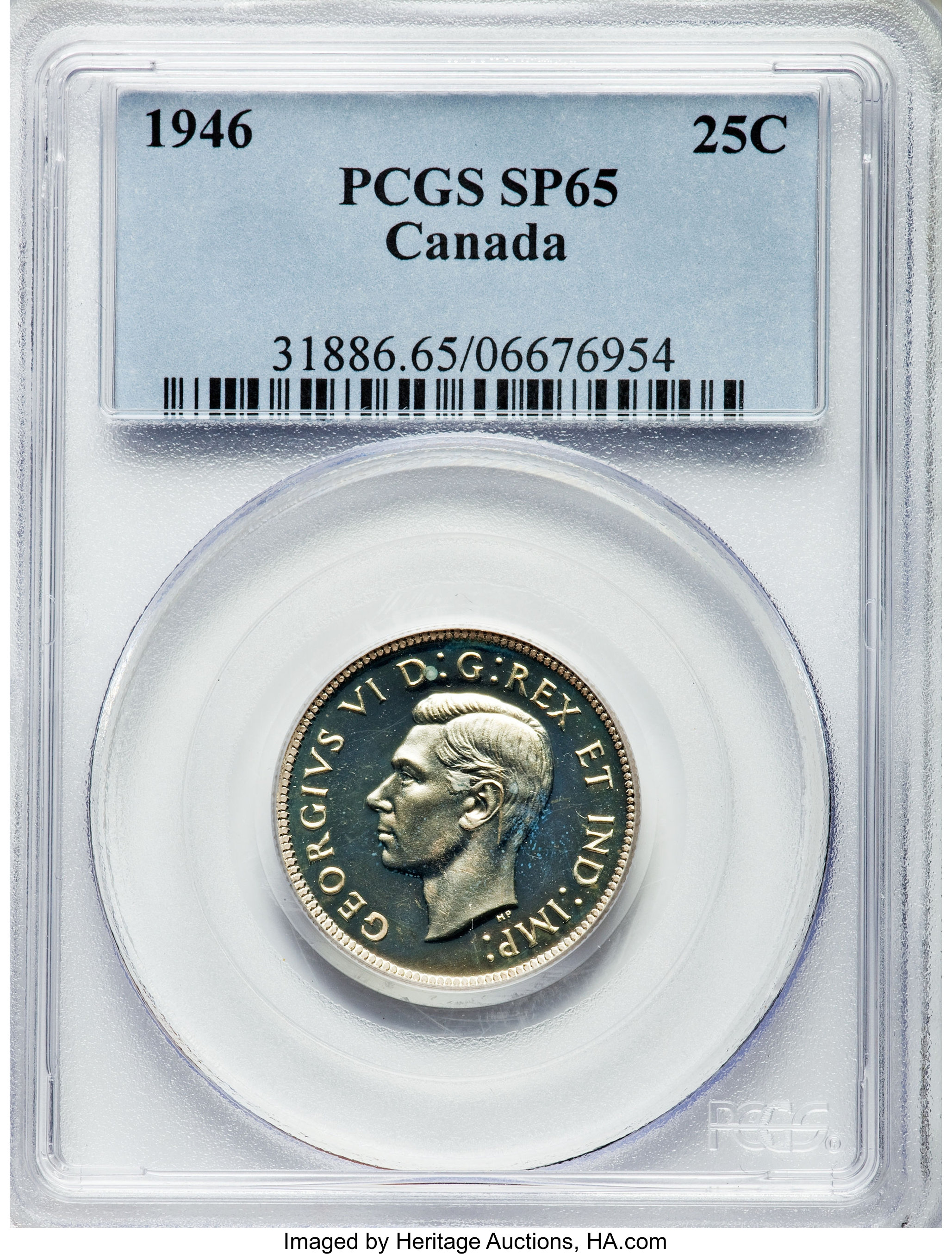 image for: George VI Specimen 25 Cents 1946 SP65 PCGS