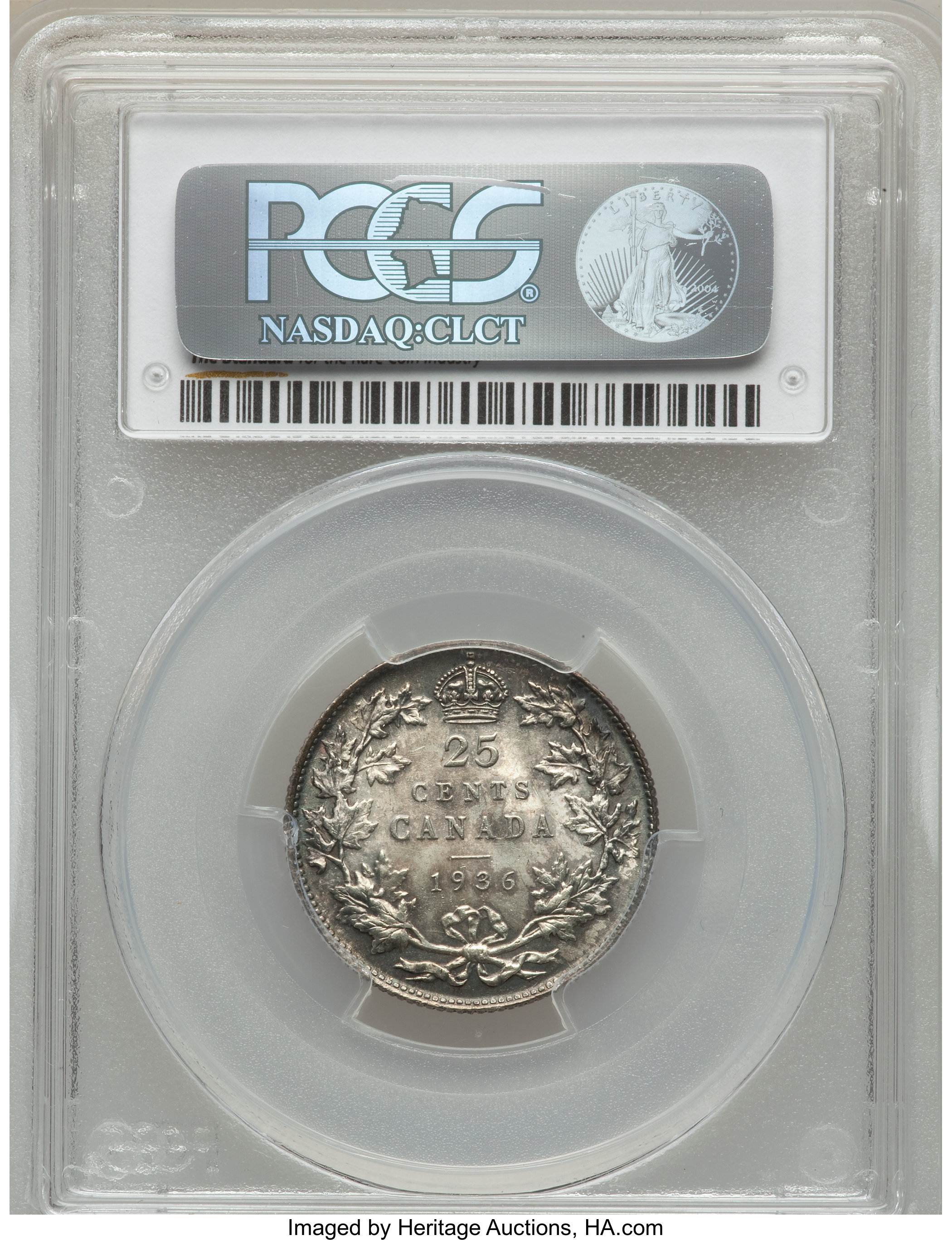 image for: George V 25 Cents 1936 MS64 PCGS