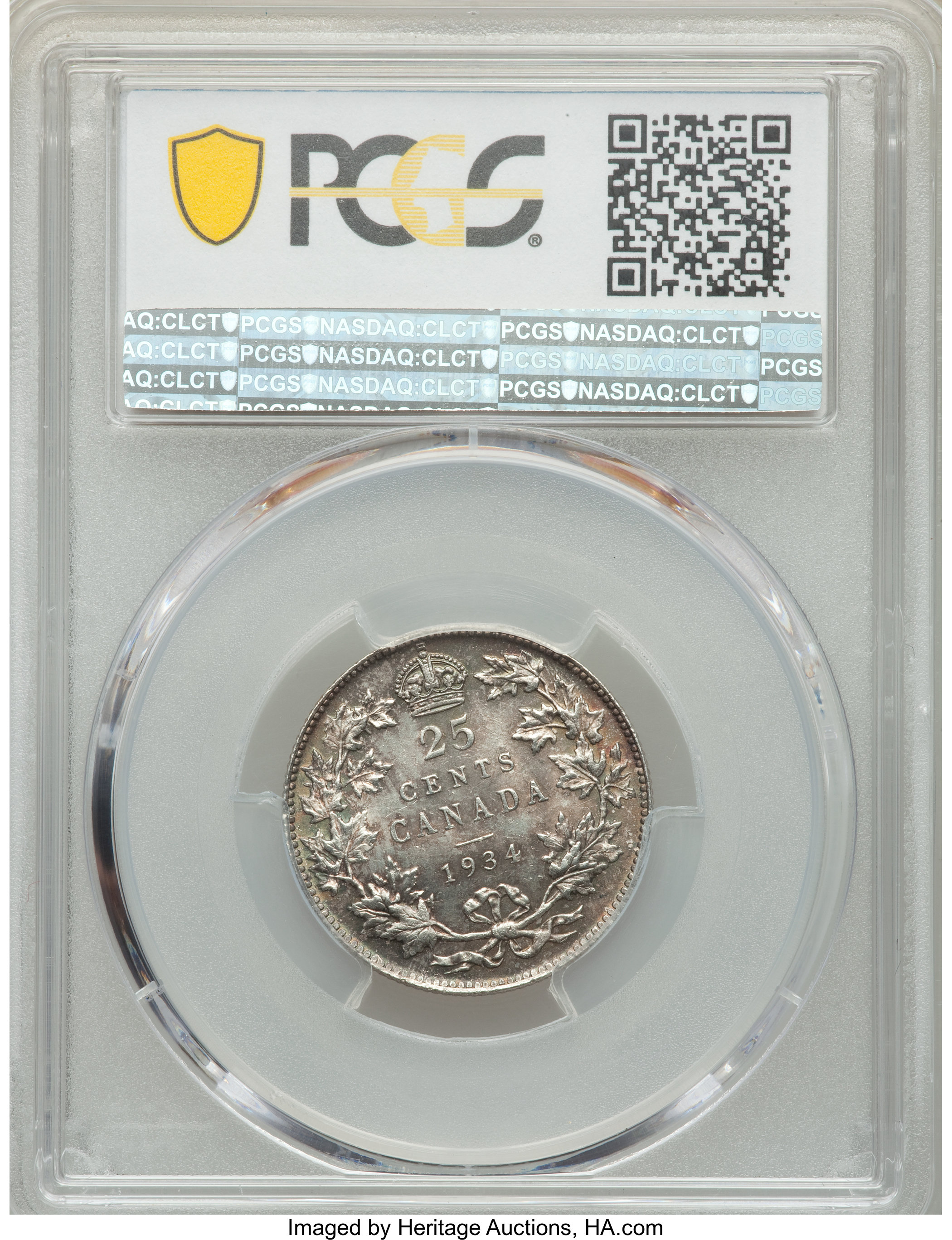 image for: George V 25 Cents 1934 MS65 PCGS