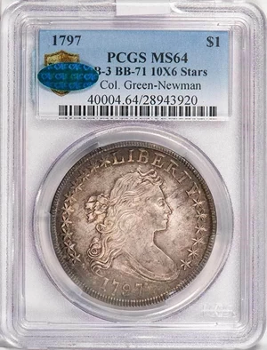 image for: $1 1797 10 X 6 STARS. PCGS MS64 CAC