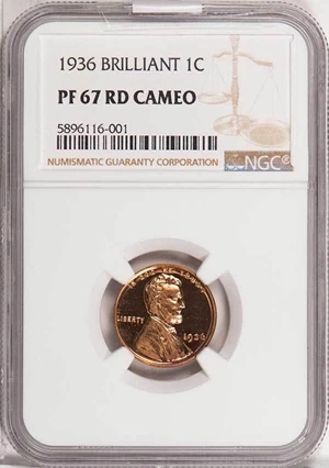 image for: 1C 1936 BRILLIANT. NGC PR67 RD CAM